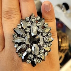 Extra Gray 3D Flower Ring